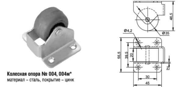 004м Колесная опора (100 шт.)