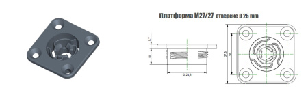 QUICK-FIT клипса "Свободная" М27Х27 с фланцем  под отверстие Ø24,8mm черная