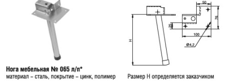 065-290 Нога мебельная   H= 290мм (50шт)