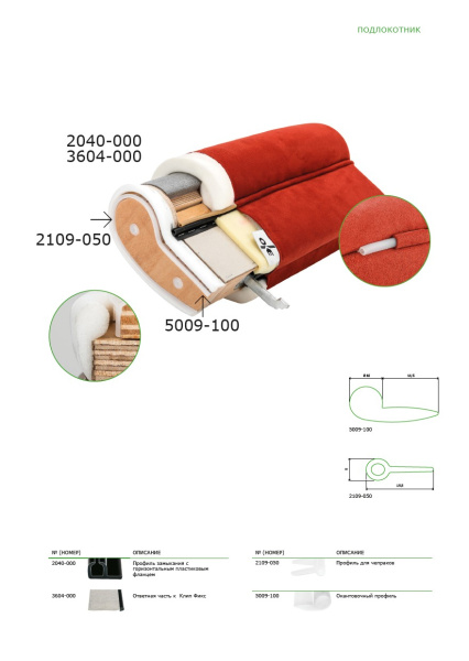 Профиль 2040-000 = 2835-998 с горизонтальным фаланцем (200*1,2м)