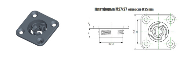 QUICK-FIT клипса "Свободная" М27Х27 с фланцем  под отверстие Ø24,8mm черная