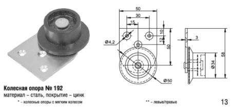 192 Колесная опора (100шт)